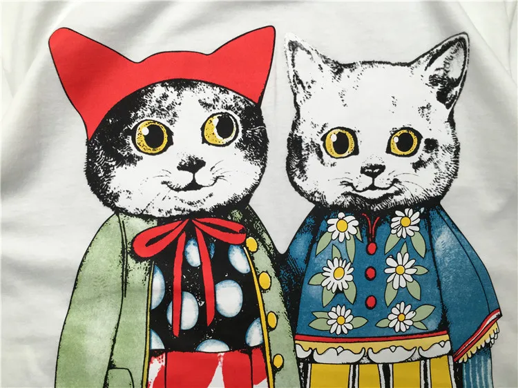 Новинка Для мужчин два способа cat футболки футболка хип-хоп скейтборд, уличная мода хлопковая Футболка kenye S-XXL# K67