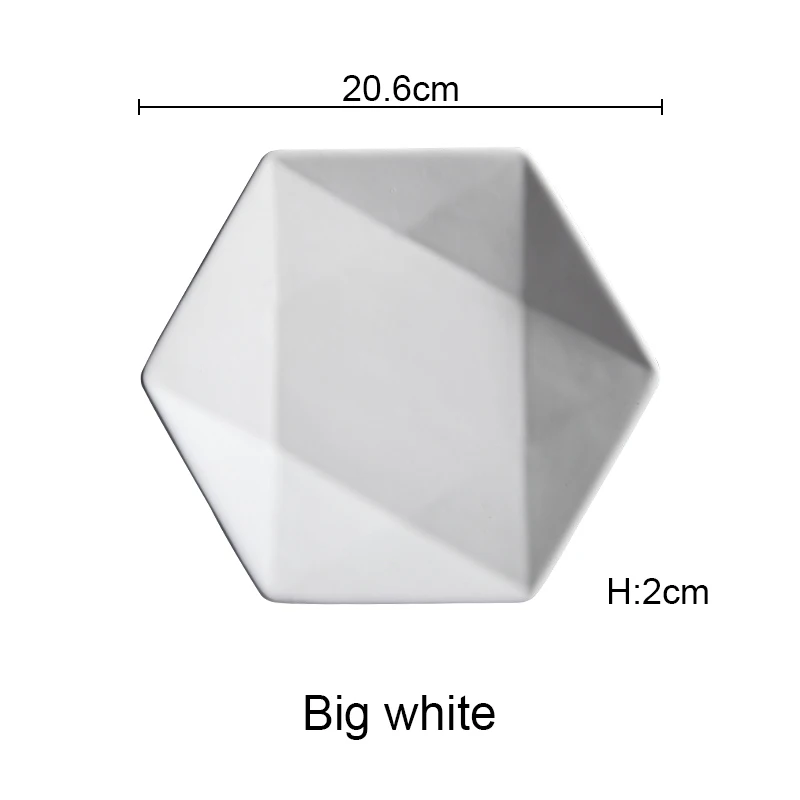 Керамические обеденные тарелки, тарелка из говядины, посуда, шестигранная матовая десертная тарелка, простая и креативная Салатница, блюда Akuhome - Цвет: medium white
