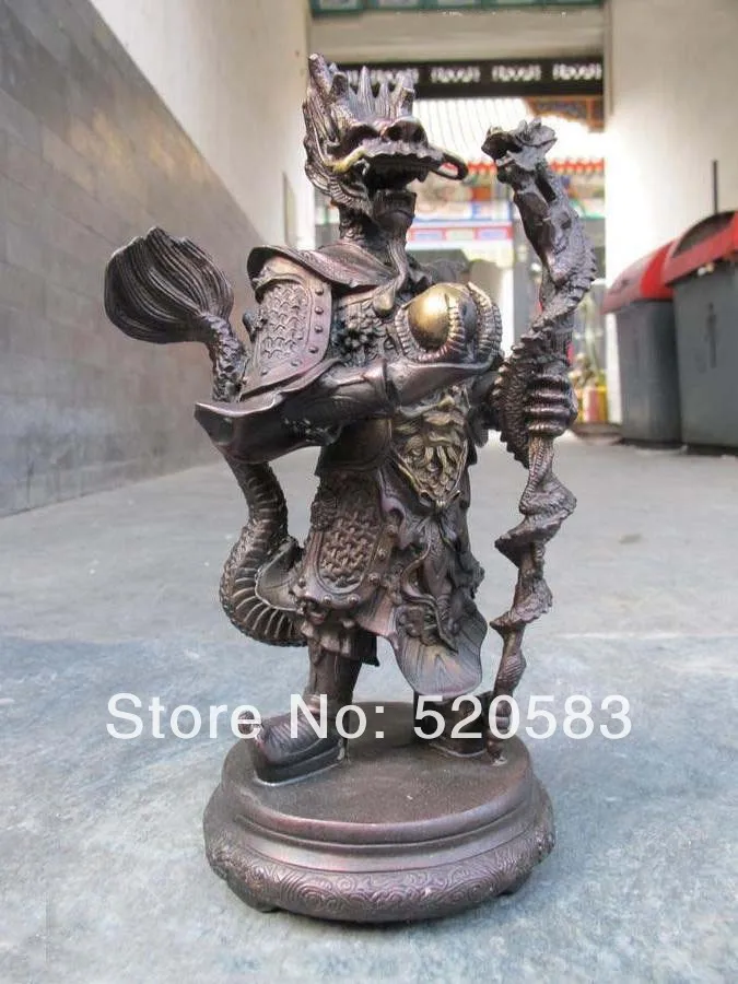 

Chinese myth classical Red Bronze carve sea dragon King buddha statue