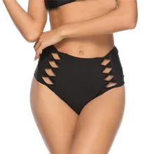 Новинка Высокая талия выдолбленные треугольные купальные плавки женские бикини нижние стринги плавки Бразильские Бикини плавки-шорты