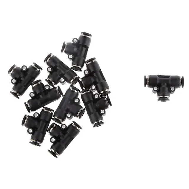 WINOMO 10pcs Tube OD 6mm 1/4 Tee Union Pneumatic Push Connector Air Line Quick Fittings Joint Adapter Couplings