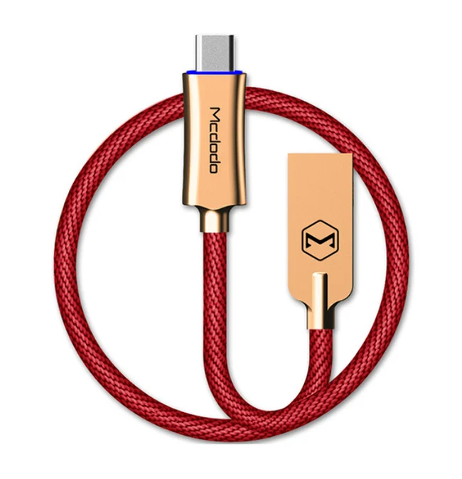 Mcdodo USB кабель type C QC3.0 для быстрой зарядки светодиодный шнур для передачи данных зарядное устройство USB C для samsung S9 Xiaomi huawei P20 Pro oneplus 6T - Цвет: Red