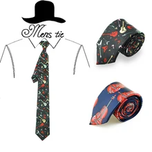 2 дюймов широкий Мода уникальный "Скрипки Гитары музыкальный инструмент" Галстук Полиэстер Тканые Классический Для мужчин партии Прополка галстук