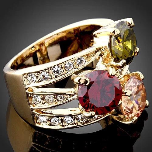 Chran, модные обручальные кольца с кубическим цирконием для женщин, роскошные Австрийские кристаллы, золотой цвет, вечерние ювелирные изделия, аксессуары
