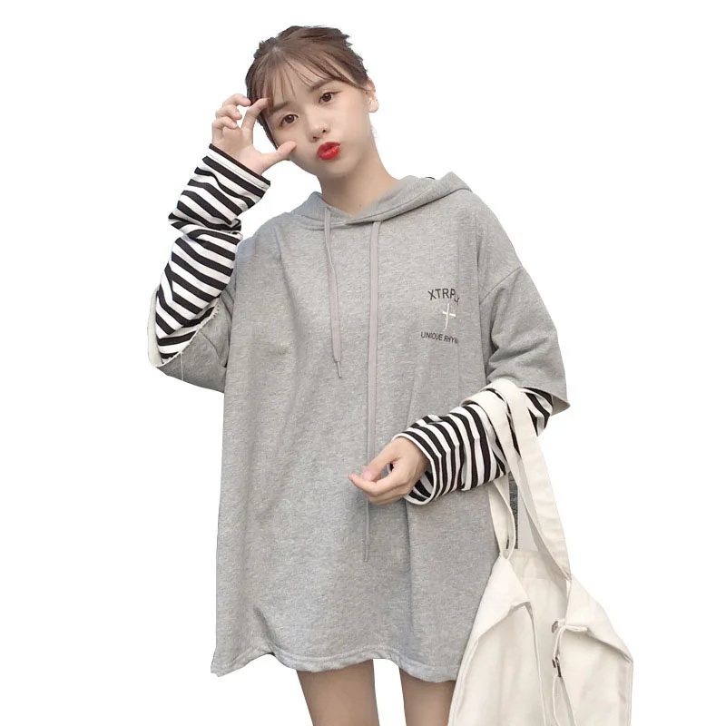 2018 Харадзюку Ulzzang BF имитация двух частей головы сшитые толстовки осень зима