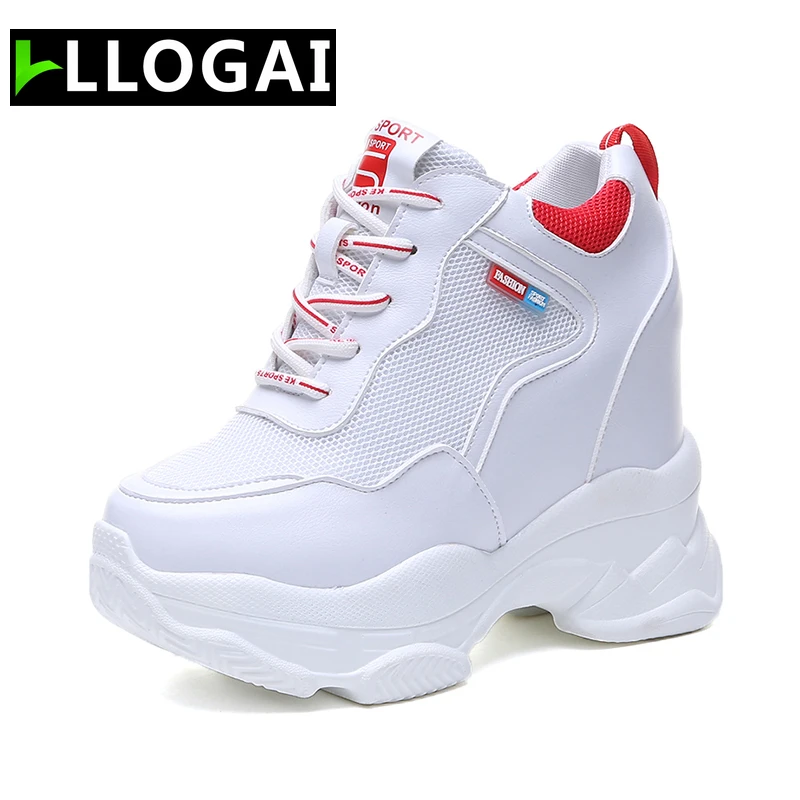 

Super High Heels Platform Shoes Round High Top Sneakers Women Vulcanized Shoes Wedge Casual Women Shoes Spring Shoes Woman 2019