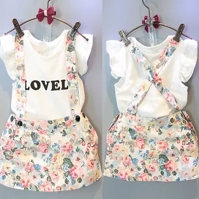 Летняя одежда для малышей изысканные наряды комбинезон+ футболка, комплект милой хлопковой одежды принцессы для девочек, комплект из 2 предметов, белая рубашка, набор с платьем-пачкой