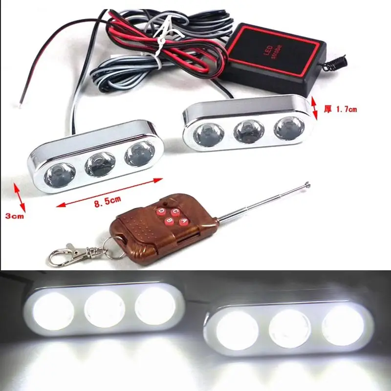 

Wireless Remote control Car styling 2pcs 3LED Lights 12W DRL Daytime Running Light Universal Waterproof  Strobe Flash light