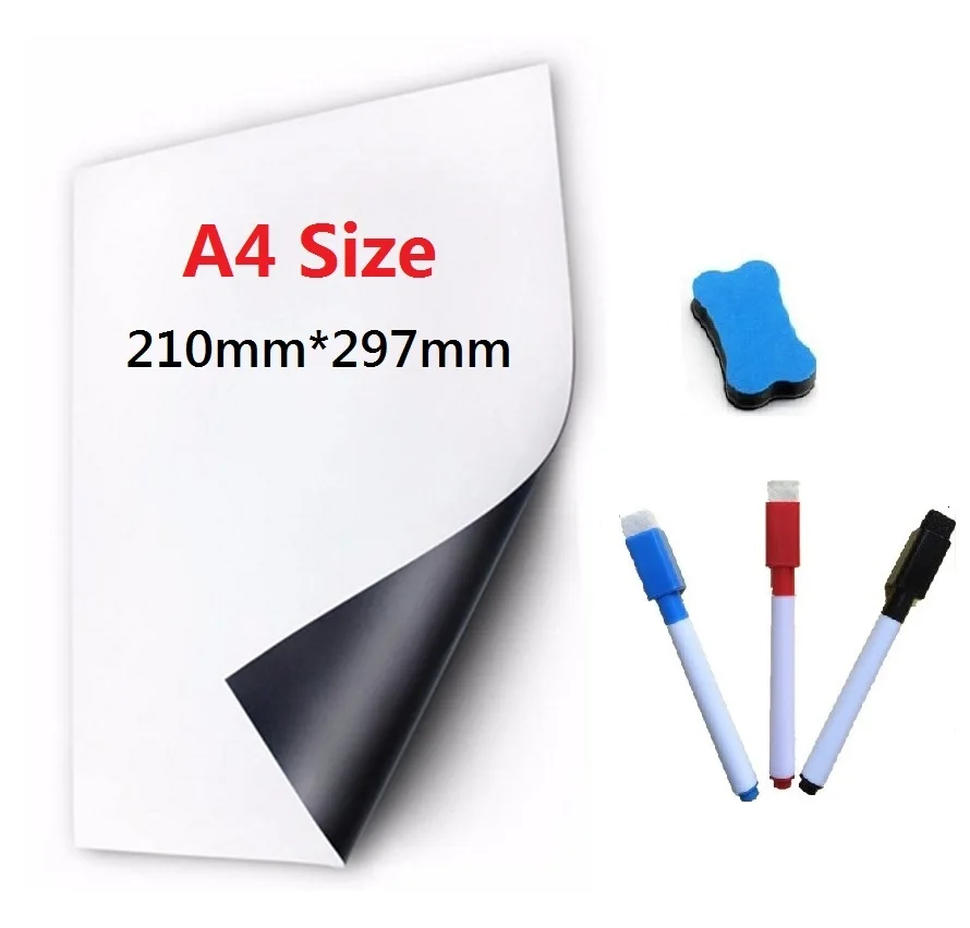А3 А4 Размер магнитная доска для магнитов на холодильник белая доска Маркерная Доска для сообщений Памятка Акварельная ручка ластик учебное оборудование