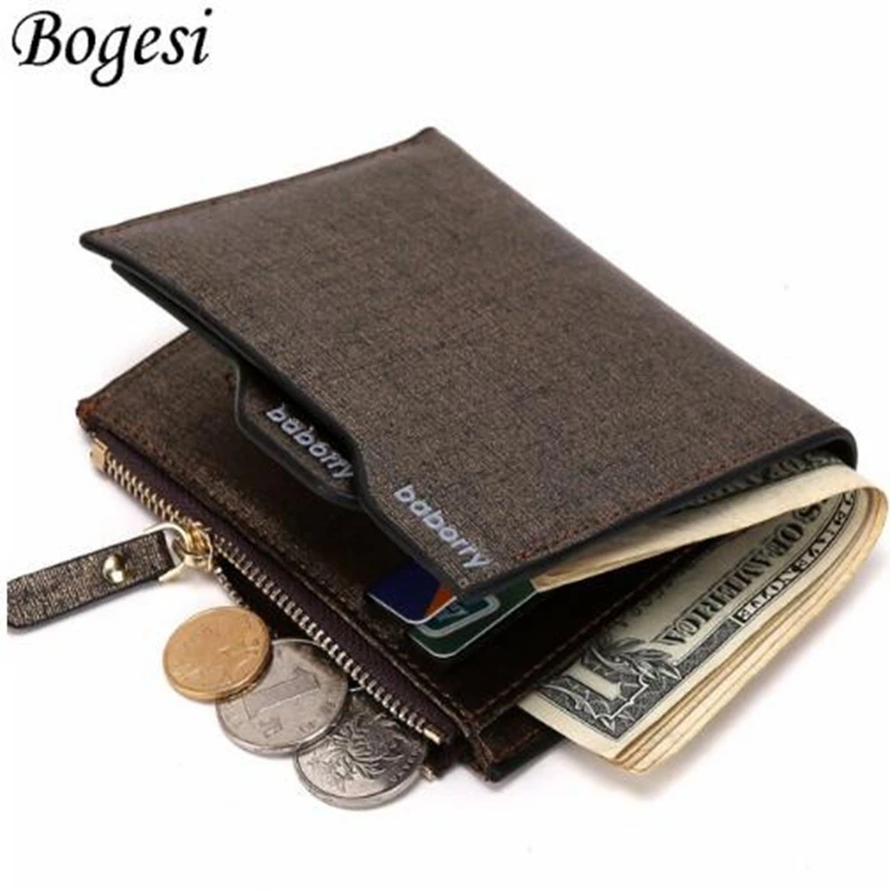 Bogesi Men Wallets ID Card Holder Coin Purse Pockets Clutch With Zipper