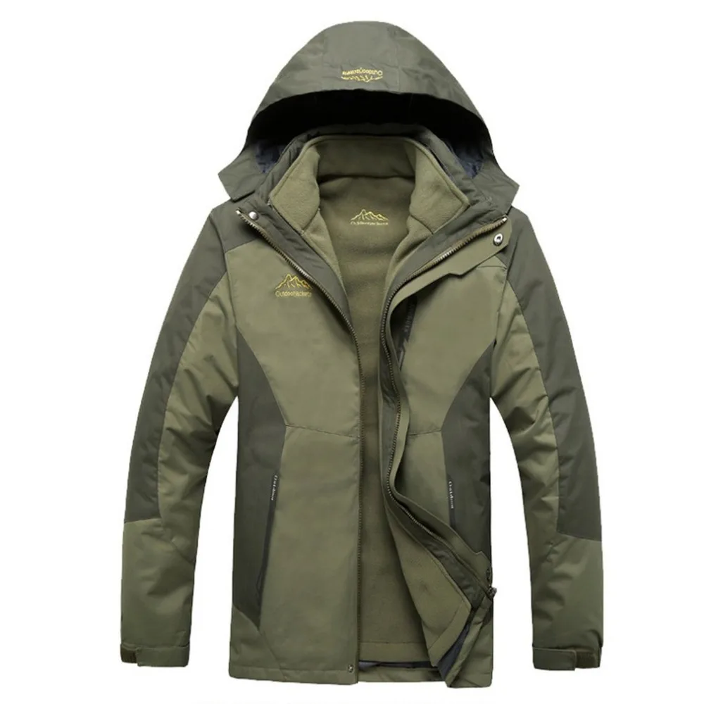 

Men's Winter Inner Fleece Waterproof Hooded Jacket Outdoor Sport Warm Coat Jackets with Detachable Inner As Sweater Hot