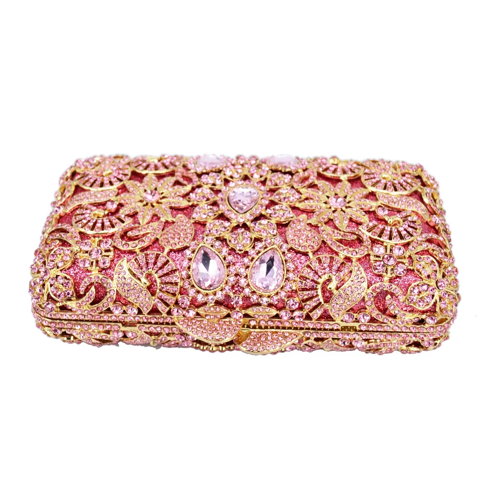 Розовая Роскошная вечерняя сумка со стразами клатч Свадебная дамская сумочка женские сумочки SC632