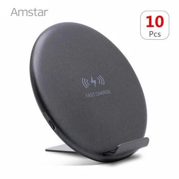

10pcs/lot Amstar Qi Wireless Charger for iPhone XS Max XR X 8 Dual Coils 10W Fast Wireless Charging Pad for Samsung Galaxy S9 S8