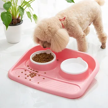 

SMARTPET Suspensible Double Pet Feeding Bowl Drinking Bowl for Dog Cat Water Food Feeder with Non-Skid Function
