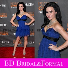 Demi Lovato Kleid 2010 Peoples Choice Awards Roter Teppich Royal Blue Chiffon Celebrity Kurze Cocktailparty Kleid