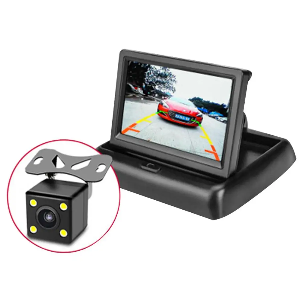 4 Lights External Reversing Camera 4.3 Inch Folding Display Rear View HD Waterproof Car DVR | Автомобили и мотоциклы