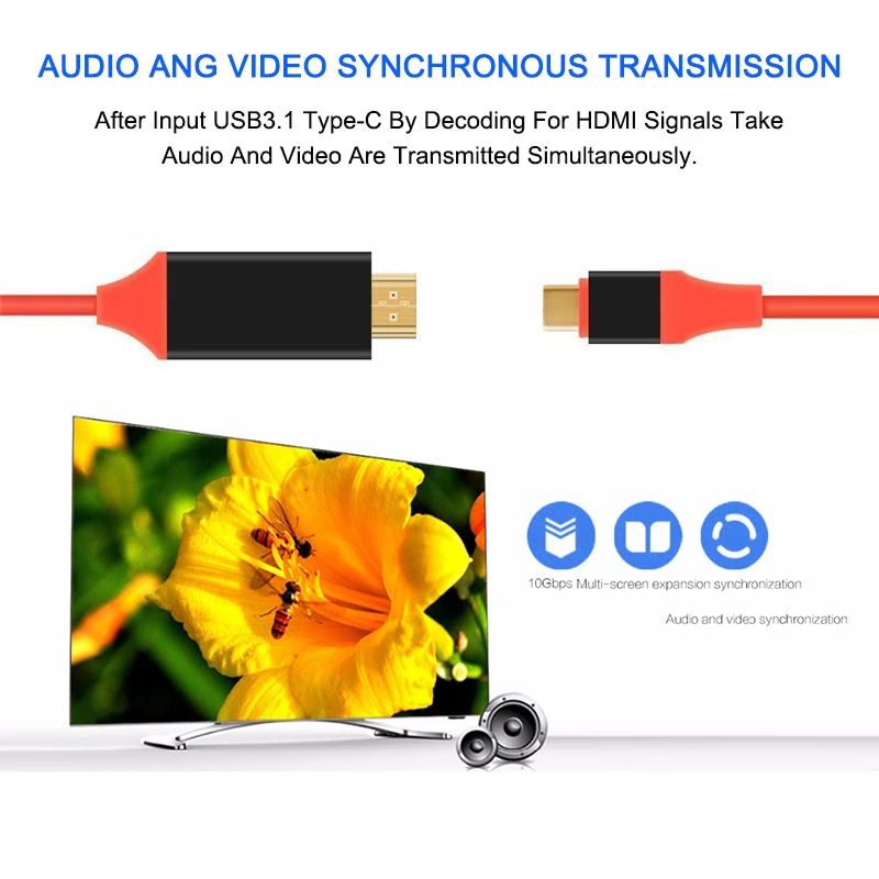 Высокоскоростной кабель типа C HDMI USB 3 1 штекер 4K для Macbook Samsung S10 M30 A70 A50 шнур адаптер