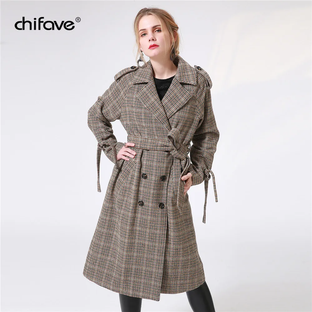 2018 Elegent Wool Coat Women Casual Autumn Winter Long