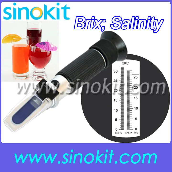 

Free Shipping 2scale Brix and Salinity Black Grip Refractometer RHS-28BrixATC