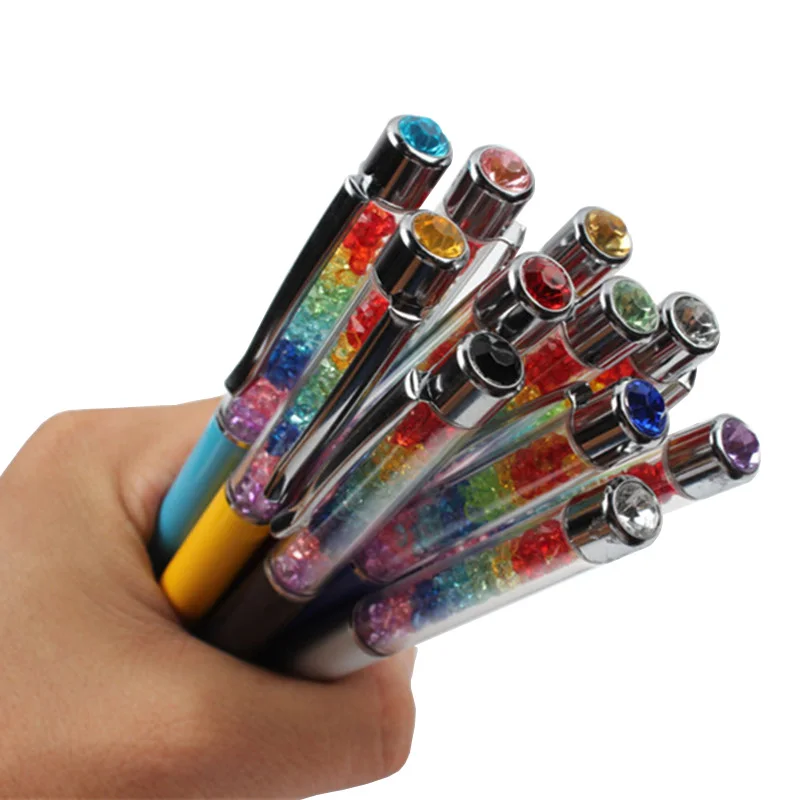 11 красочный кристалл на Топ Rainbow Шариковая ручка Мода написание канцелярские офиса и школы ручка шариковая ручка цвет: черный, синий 0,7 мм