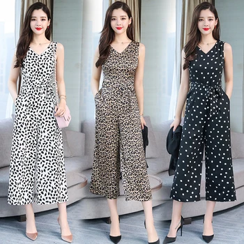 

Casual Regular Leopard Summer Costume Pastel Fashion Two Piece Set Top And Pants High Waist Salopette Cardigan 2 Piece Sets