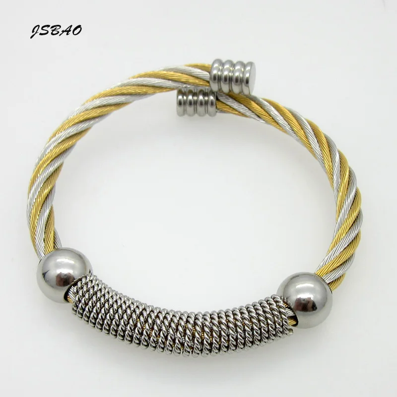 

JSBAO Men Bracelet Bangle Jewelry Luxury Brand Stainless Steel Wire Twist Open Cable Cuff Bracelet For Women Bracelet Jewelry