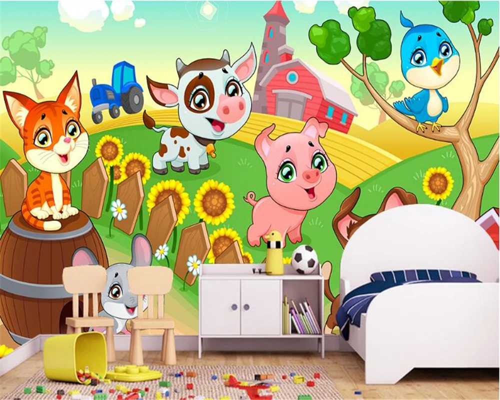 

beibehang Custom original wallpaper Nordic simple cartoon animal forest children room background wall wallpaper for walls 3 d