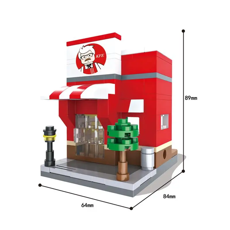 Строительные блоки Mini Street KFCE McDonald 3D Магазин городской серии игрушки развивающие
