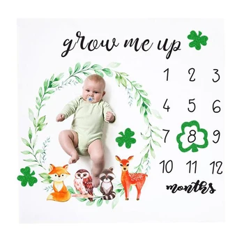 

ALLOYSEED Cartoon Print Soft Newborn Photography Background Blanket New Born Baby Week Month Year Anniversary Photo Backdrop