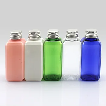 

120 X 50ml(1 2/3OZ) Aluminum Cap for Square PET Lotion Bottle Good Sealing Cosmetic Container Wholesale