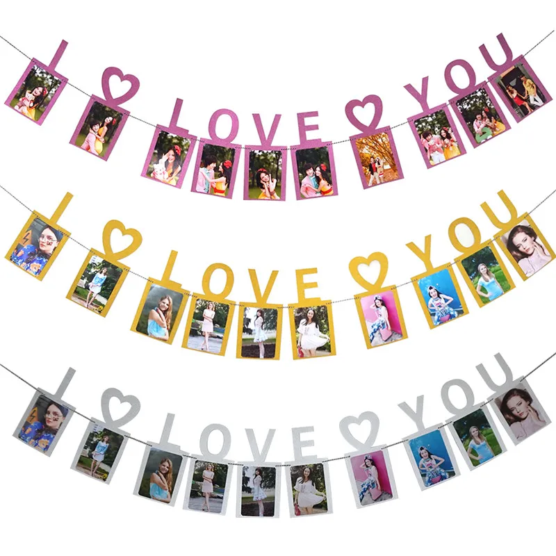 

Glitter Photo Frame Just Married Banner Marry Me Marriage Wedding Decoration Flag for Confetti Wedding Party Supplies
