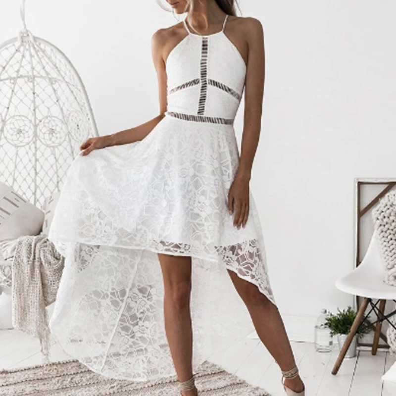 womens white halter dress