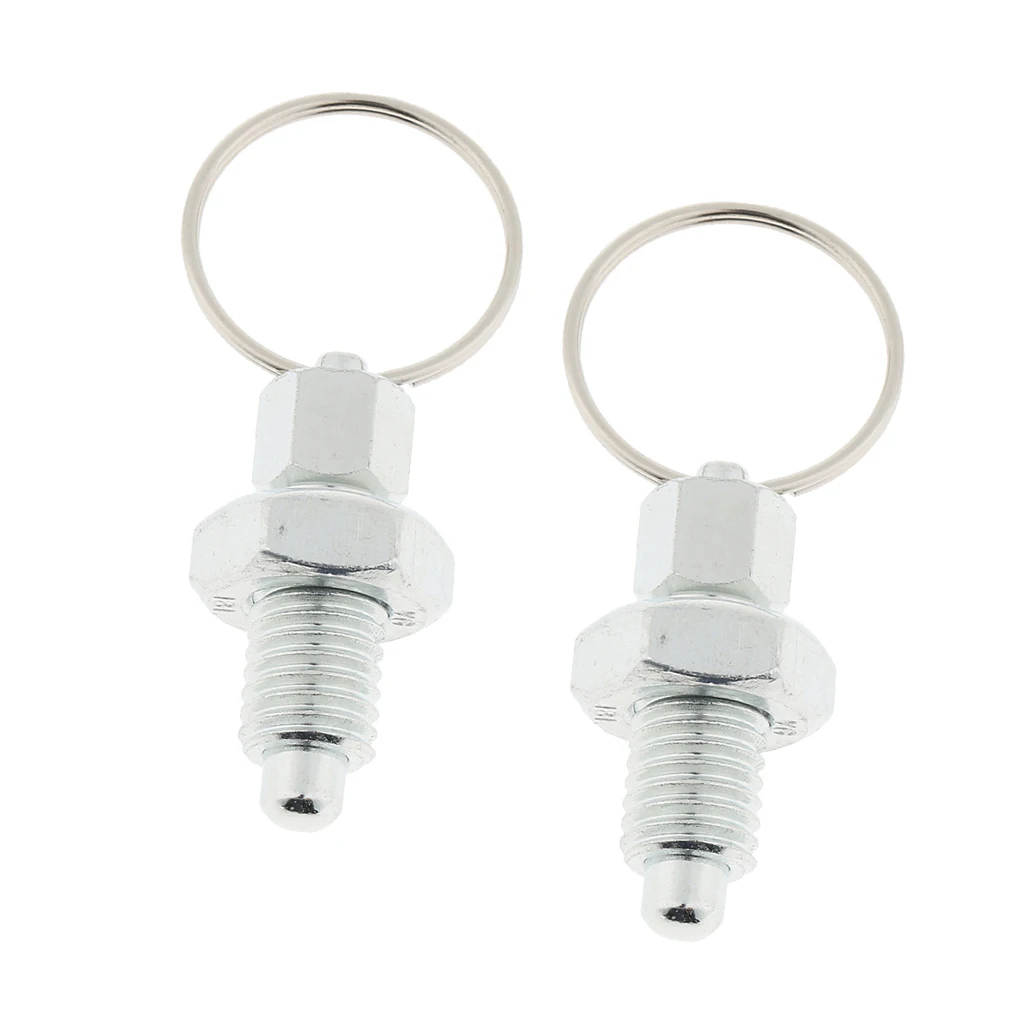 2Pcs Stainless Steel Non Lock-Out Indexing Plunger With Pull Ring M10