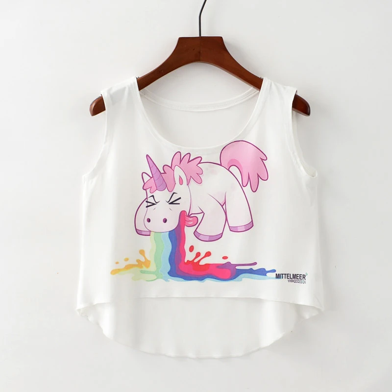 Женский жилет с принтом кактуса Debardeur Радужный топ поросенок лето 2018|tank top crop|top crop
