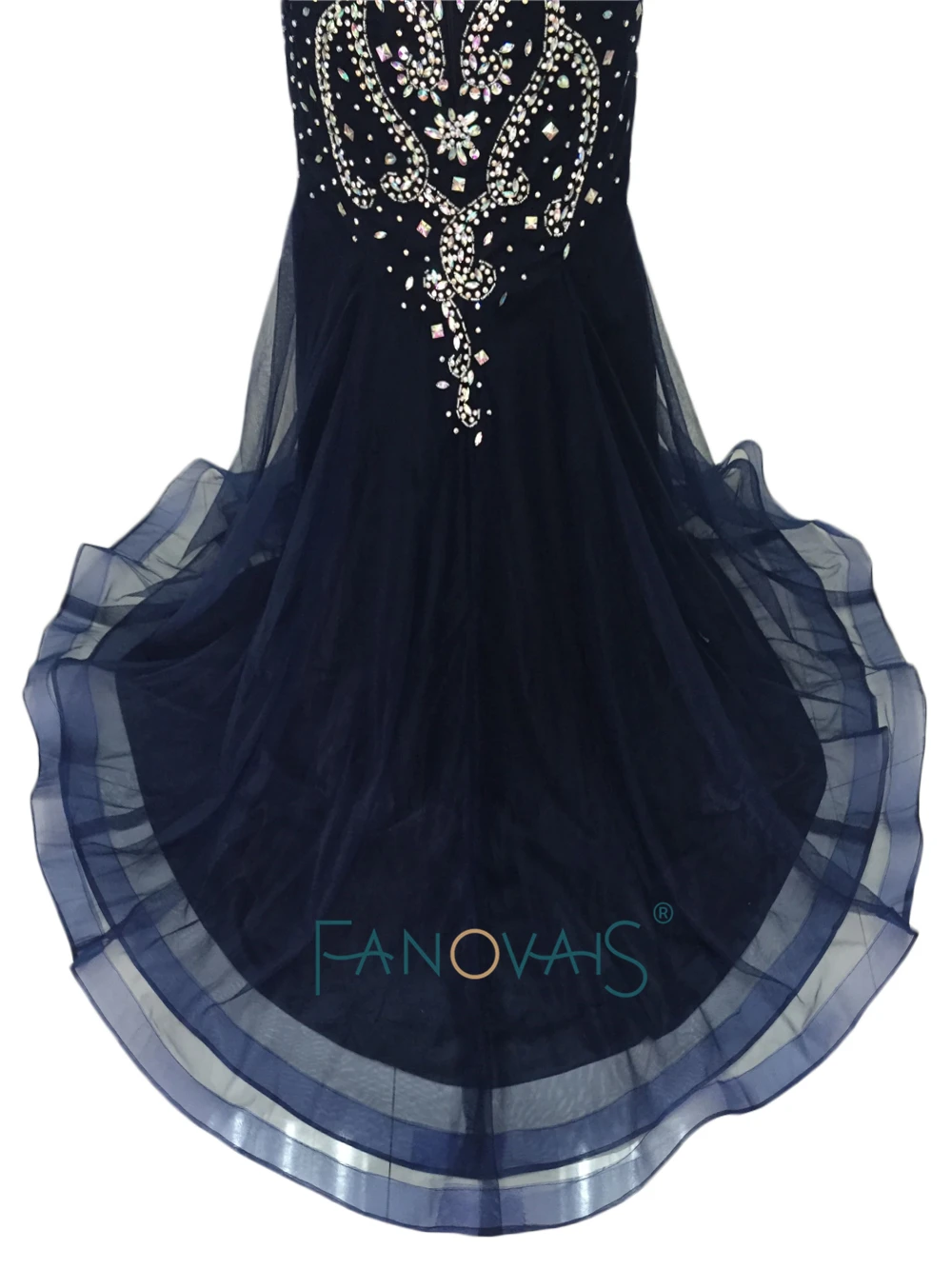 Real Photo Luxury Mermaid Evening Dresses Long Dark Navy Prom Dresses 2019 Heavy Beaded Crystal Party Gown Robe de Soiree MD12