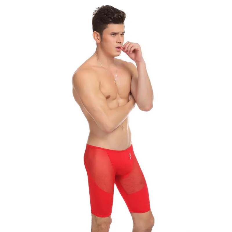Модные сексуальные сетчатые прозрачные мужские высокие эластичные шорты для отдыха, дышащие пижамные штаны для сна