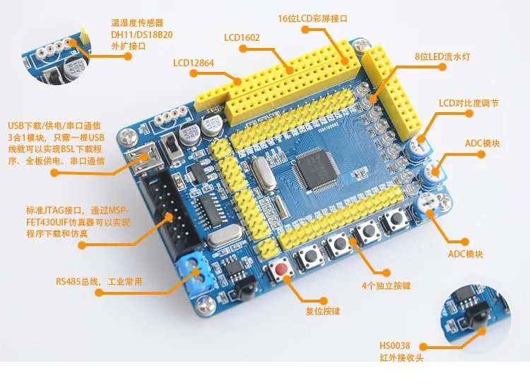 Бесплатная доставка MSP430 Совет по развитию MSP430F149 Минимальные системные платы основной плате