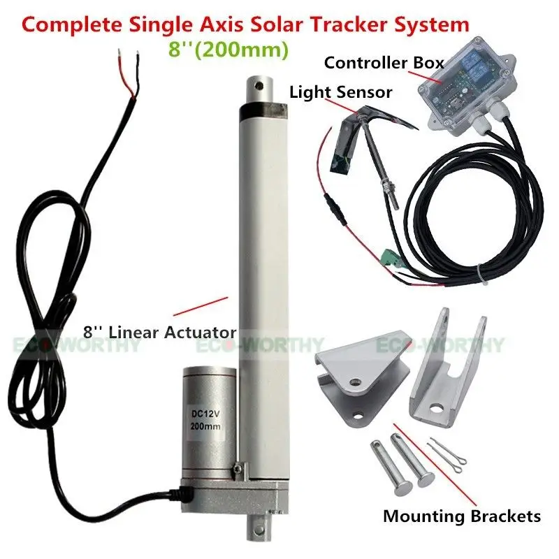 

1KW Single Axis Solar Tracker System Linear Actuator+Controller with Light Senor