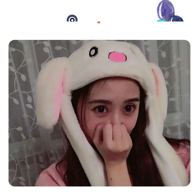 rabbit hat ear move moving rabbit hat ear hat toy white rabbit hat winter hat animal winter hats for women kids girls  (10)