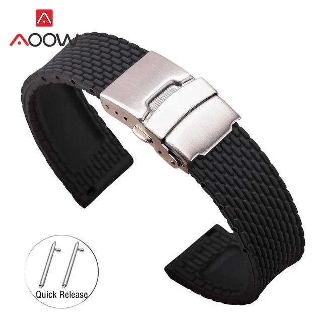 18mm 20mm 22mm 24mm Silicone Strap Folding Buckle for Samsung Galaxy Watch Gear &hellip;