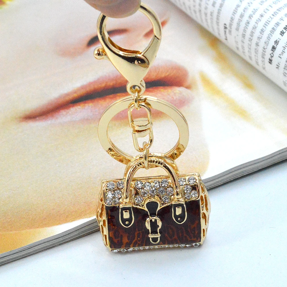 2016 Fashion cute handbag crystal women Keychain Bag Pendant alloy