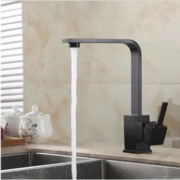 

Kitchen Faucet Black Modern Kithcen Sink Tap Single Lever Swivel Spount