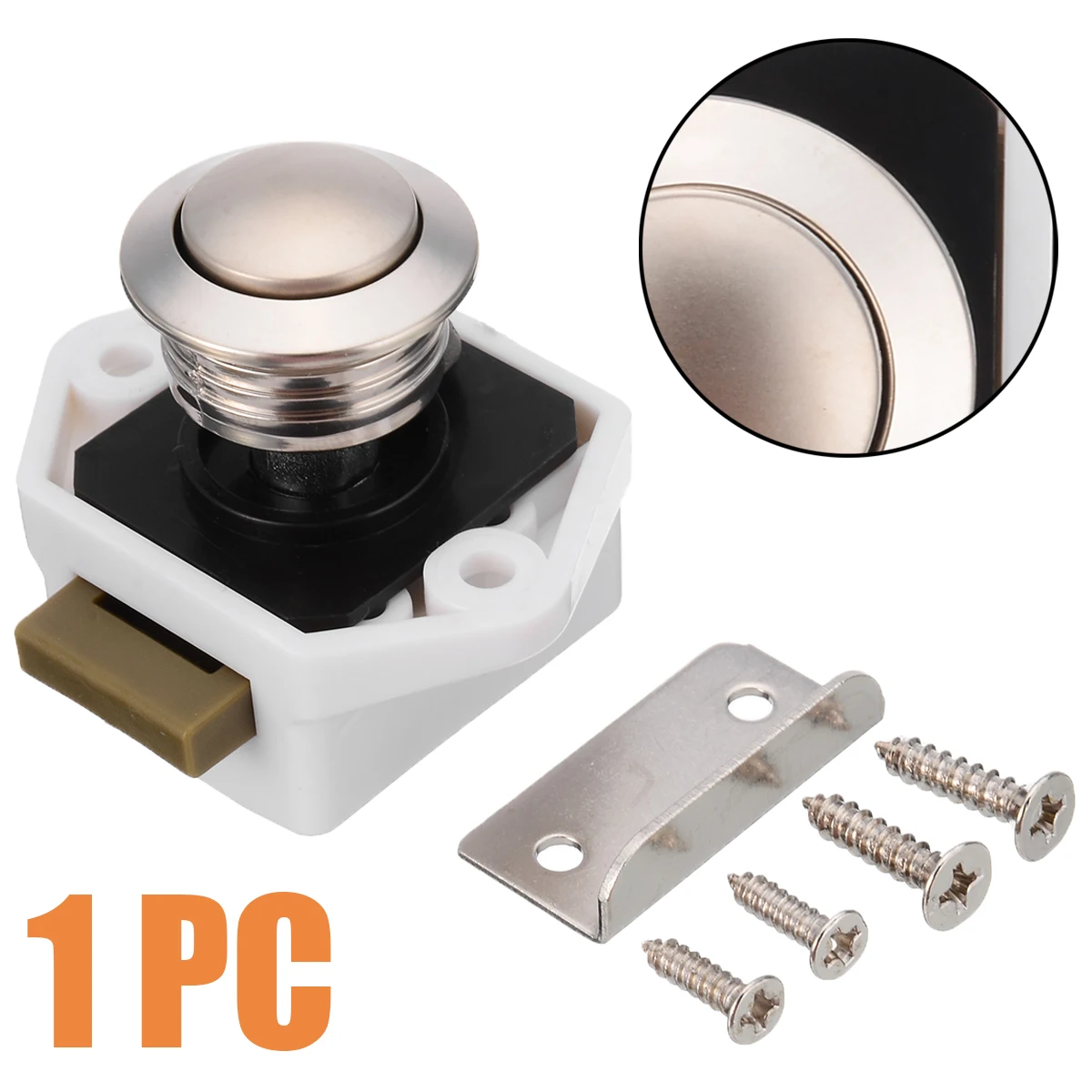 5Pcs Push Button Drawer Cupboard Door Catch Lock Caravan Rv Cabinet Latch Knob