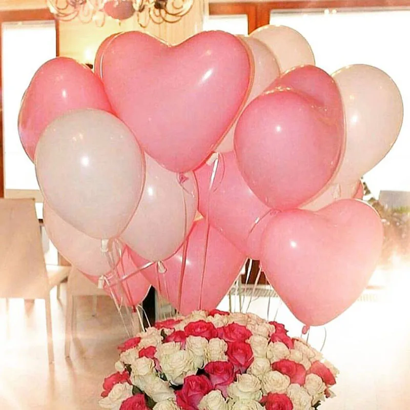 

20pcs Red Pink White Love Heart Latex Balloons Birthday Wedding Decorations I Love You Red Black Valentnies Party Helium Balloon
