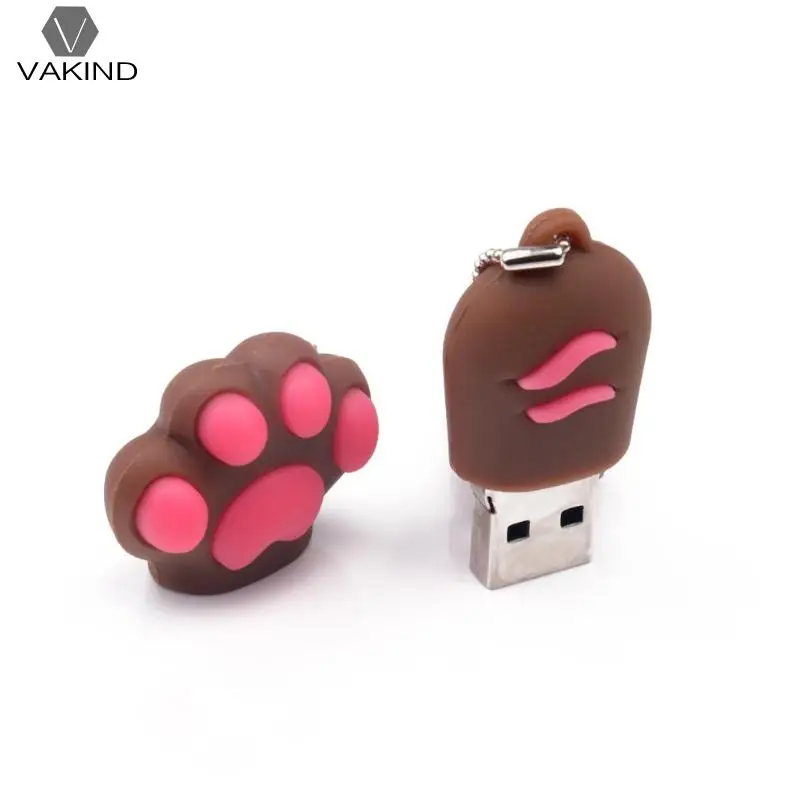 Kawaii Cat Claw Модель ПВХ 16GB Флешка высокоскоростная флеш-диск USB 2,0 U дисковая карта памяти - Цвет: Розовый