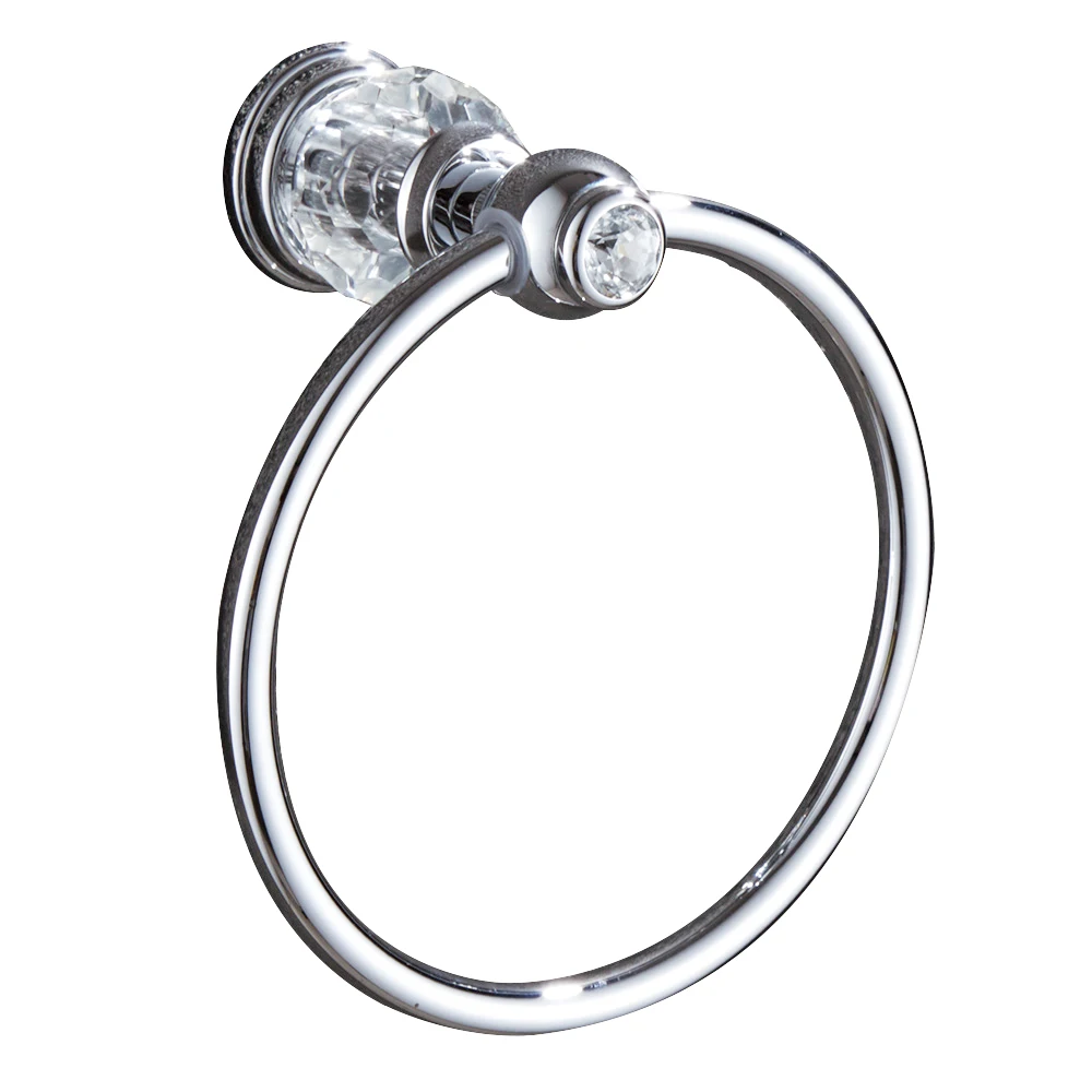 chrome finish towel rings crystal and brass made bathroom accessories
