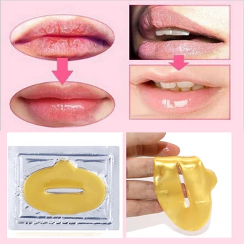 

efero Crystal Collagen Lip Mask 24k Gold Lip Patches Enhancer Lip Plumper Remove Aging Skin Face Care Beauty Cosmetic 50 Pack