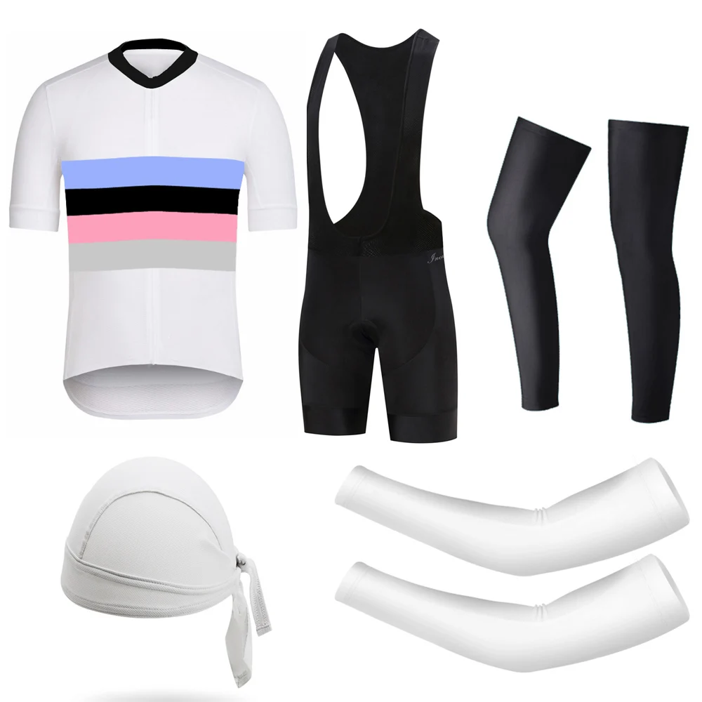 

2019 Cycling Jersey Full set White Team Bicycle Sportswear Short Sleeve Bike Clothing MTB Wear Men Suit Cycle