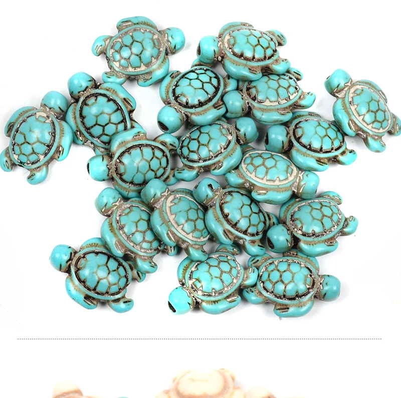 soosmith White Blue Turtle Shape Synthetic Stone Bead Loose Spacer Beads For Jewelry Making Natural Stone Beads Diy Accessories (3)