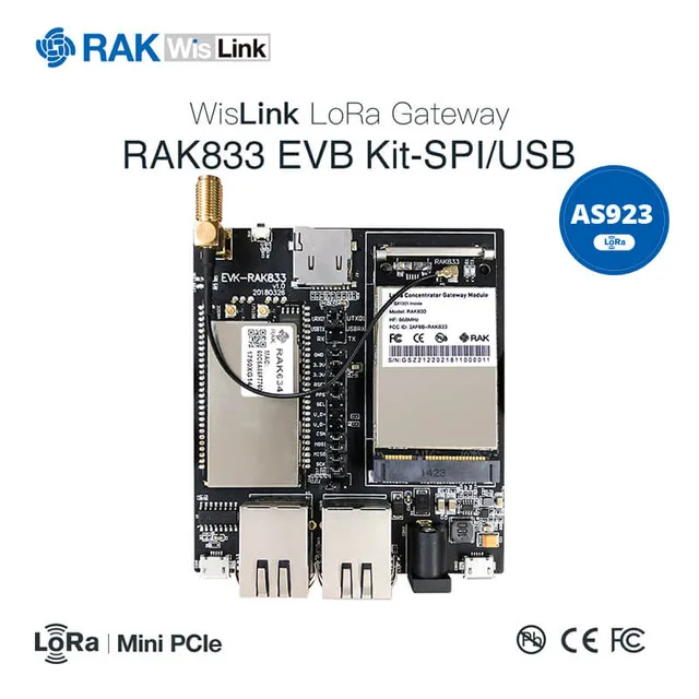 Mini PCIe LoRa шлюз SX1301 концентратор модуль маршрутизатора RAK634 MT7628 Беспроводной модуль AP RAK833 набор EVB, Поддержка SPI и USB Q141 - Цвет: SPI-USB-AS923kit